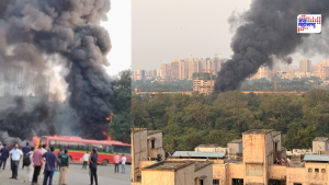 सायनच्या बस डेपोत भीषण अग्नितांडव! 6 गाड्या जळून खाक; आग विझवण्यासाठी अग्निशमन दलाचे शर्थीचे प्रयत्न