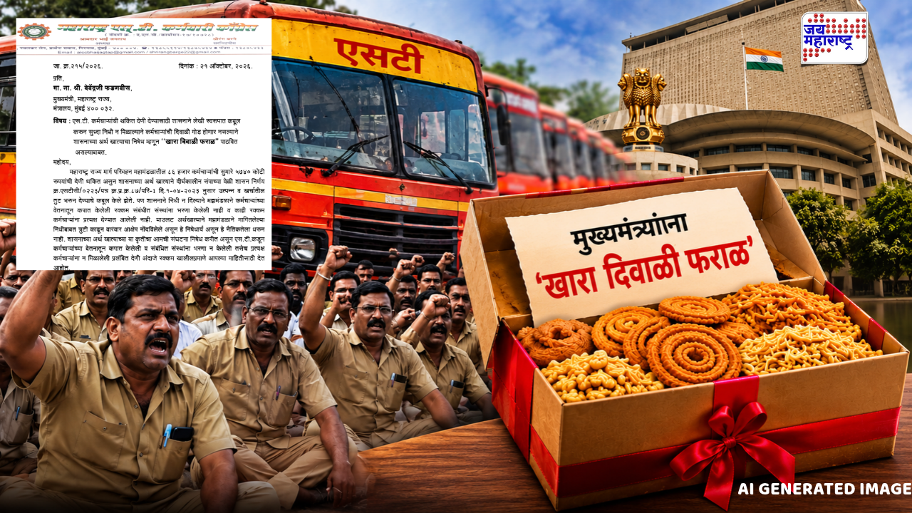 एसटी कर्मचाऱ्यांचा मुख्यमंत्र्यांना थेट इशारा; थकीत मागण्या पूर्ण न झाल्यास ‘खारा दिवाळी फराळ’ पाठवणार!