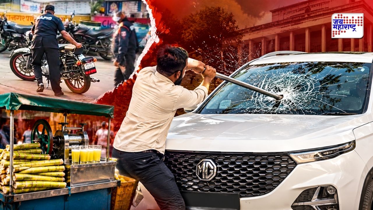 रसवंतीची गाडी जप्त केल्याचा राग अनावर! संतप्त तरुणाचा महापौरांच्या वाहनावर लोखंडी रॉडने हल्ला; महापालिकेत धिंगाणा