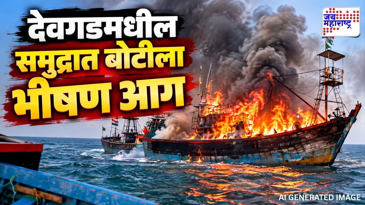देवगडीमधील समुद्रात मोठी दुर्घटना!  बोटीला शॉर्टसर्किटमुळे भीषण आग; तब्बल 25 खलासी...